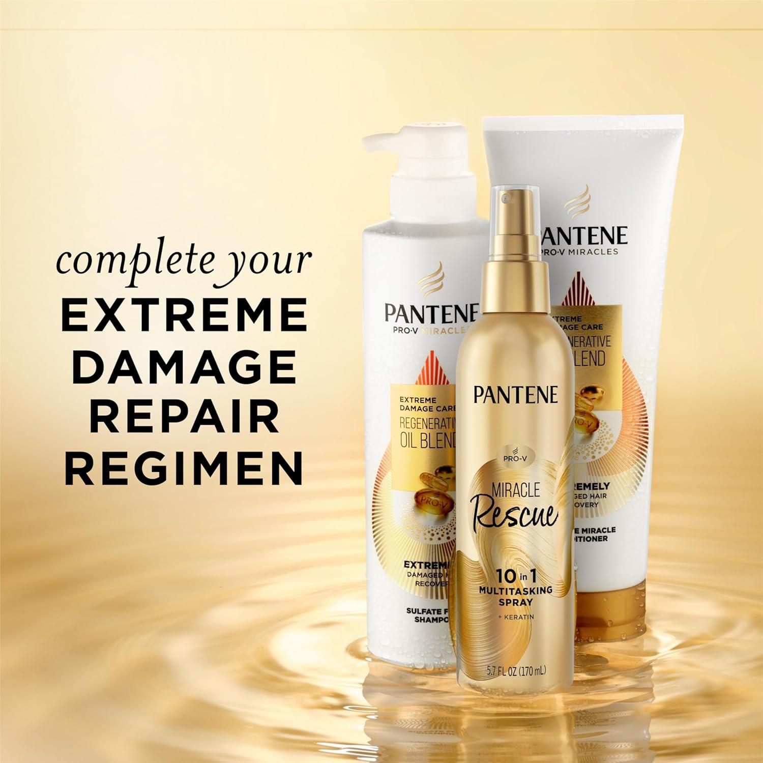 imagePantene Miracle Rescue 10in1 Multitasking Spray Heat Protection Detangles Repairs Damaged Dry Hair Improves Shine LeaveIn Conditioning Treatment with Keratin and ProVitamin B5 57 oz