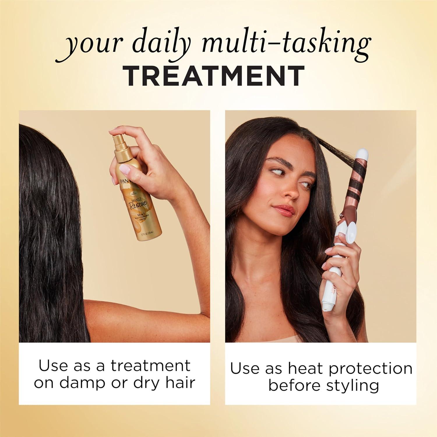 imagePantene Miracle Rescue 10in1 Multitasking Spray Heat Protection Detangles Repairs Damaged Dry Hair Improves Shine LeaveIn Conditioning Treatment with Keratin and ProVitamin B5 57 oz