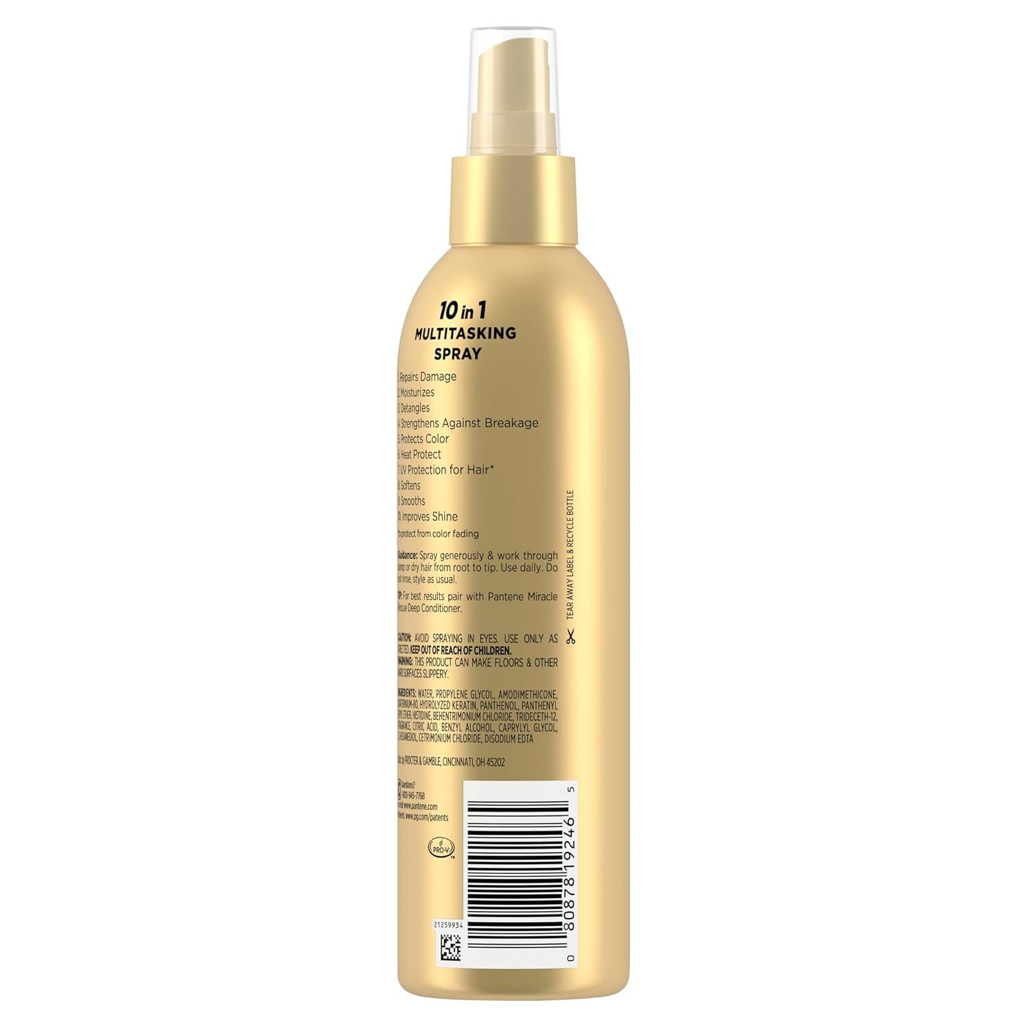 imagePantene Miracle Rescue 10in1 Multitasking Spray Heat Protection Detangles Repairs Damaged Dry Hair Improves Shine LeaveIn Conditioning Treatment with Keratin and ProVitamin B5 57 oz
