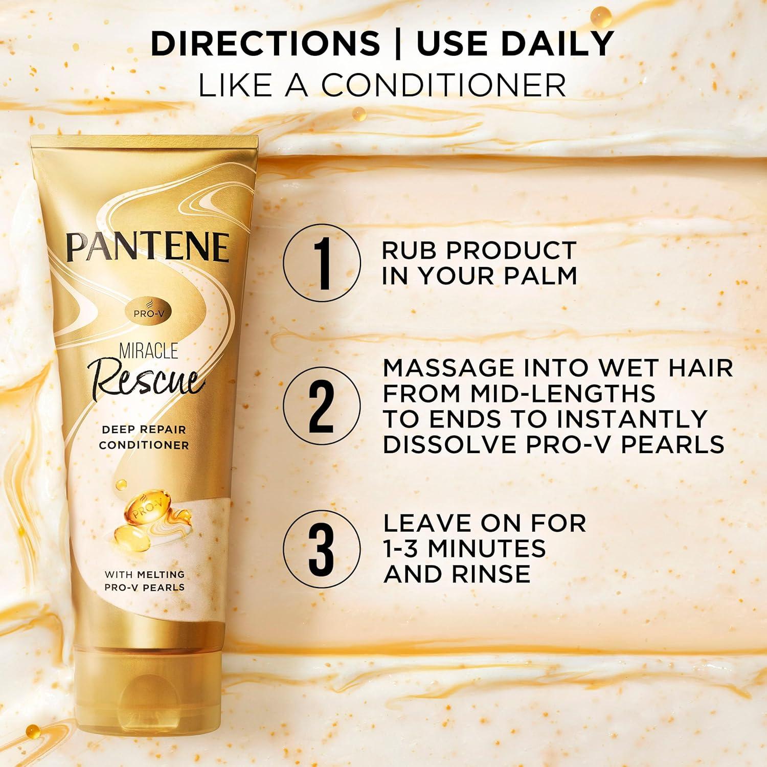 imagePantene Miracle Rescue Deep Conditioner with Melting ProV Pearls For Dry Damaged or ColorTreated Hair Intense Moisture amp Repair 80 Oz8 Fl Oz Pack of 12