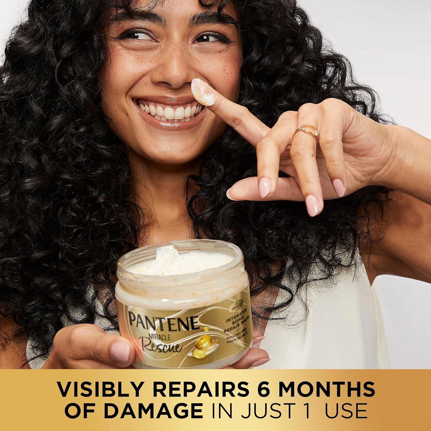 imagePantene Miracle Rescue Hair Mask Intensive Bond Repair with Melting ProV Pearls Melts Away Damage Builds Bonds Strengthens Against Damage Deep Conditioning for Dry Damaged Hair 101 fl oz101 Fl Oz Pack of 1