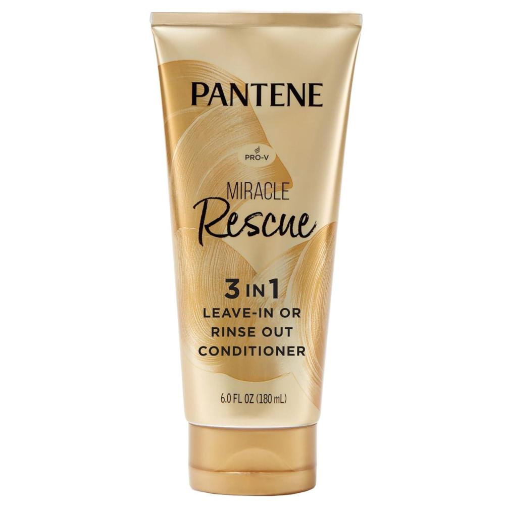 imagePantene Miracle Rescue 3 in 1 Leave In Conditioner Rinse off Conditioner Heat Protectant for Hair Detangler Anti Frizz Moisturizing For All Hair Types Safe for Color Treated Hair 60 fl oz6 Fl Oz Pack of 1